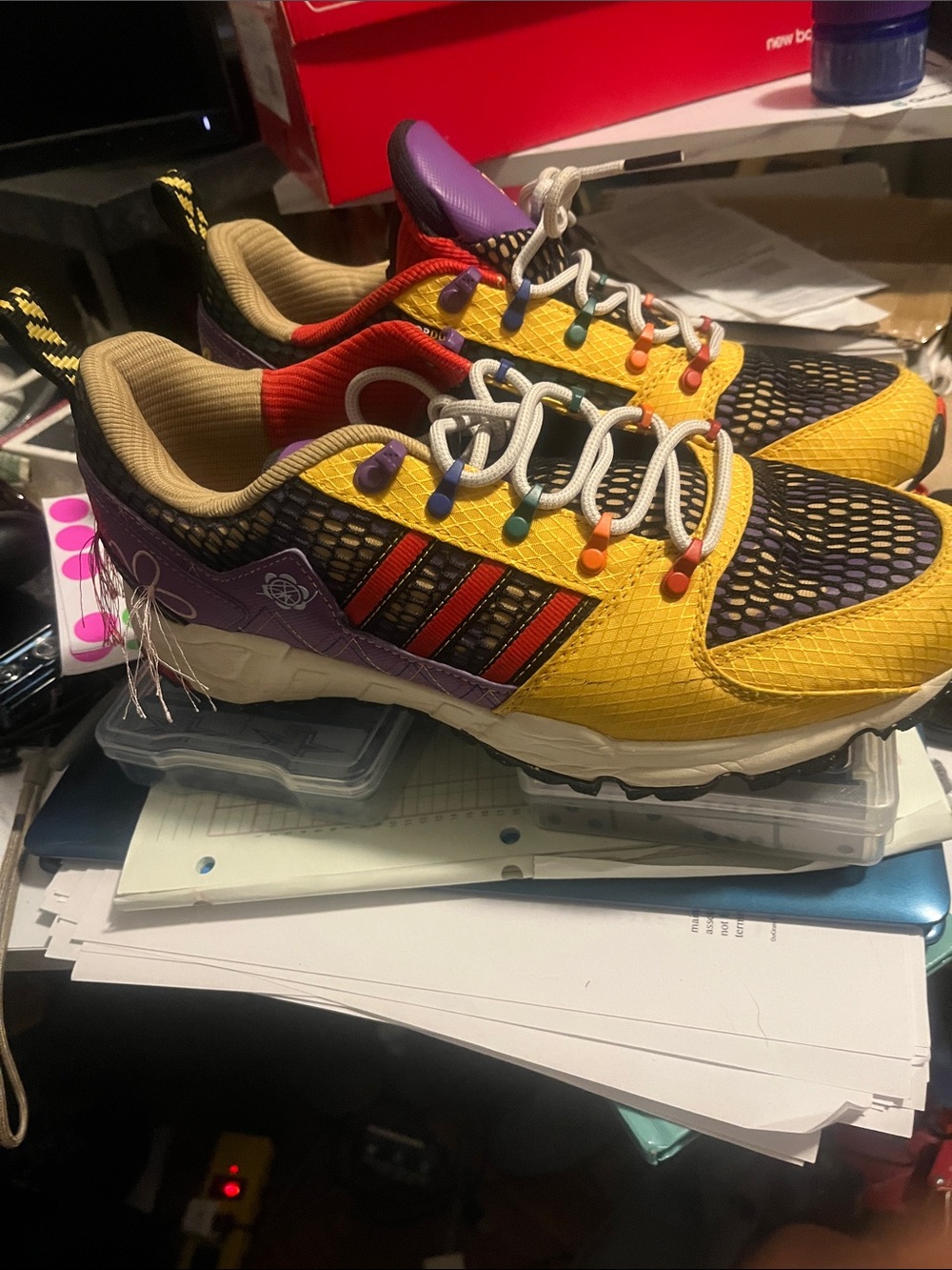 adidas Unisex-‘my Yellow & Purple Multicolor Lace-Up Sneakers